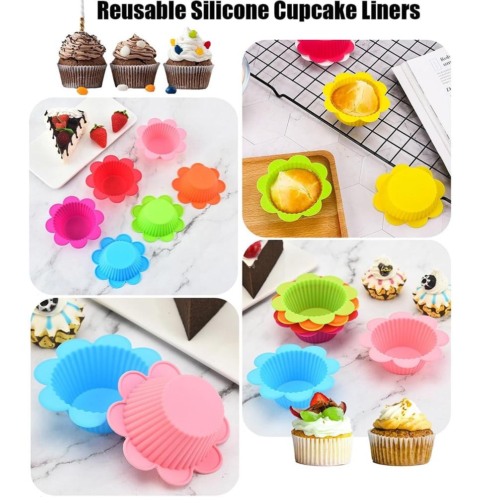 Caravaan® 26-Pack Silicone Cupcake Liners, Reusable Baking Cups for Muffins, Non-Stick, BPA-Free, Oven Safe to 200°C, 8.2x3cm, Multicolor