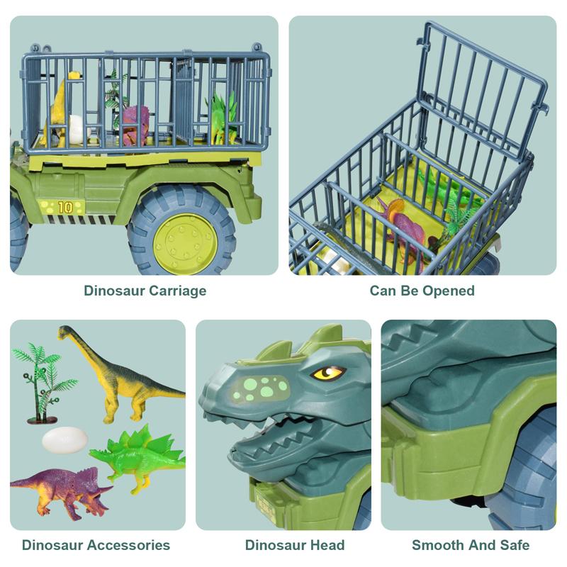 Children Dinosaur Transport Car Toy Oversized Inertial Cars Carrier Truck Toy Pull Back Vehicle With Dinosaur Gift For Kids Boy