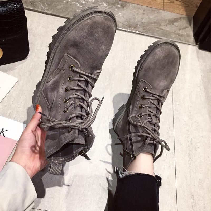 Ботинки Мартина женские рабочие ботинки 2025 осень и зима новые интернет-знаменитость корейская версия модные короткие ботинки бархатные круглый носок женские ботинки ре