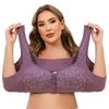 36-52 Large Size Bra Front Buckle Zipper Underwear Women Without Steel Ring Gather Top Support Pure Cotton Comfortable Bra B Cup