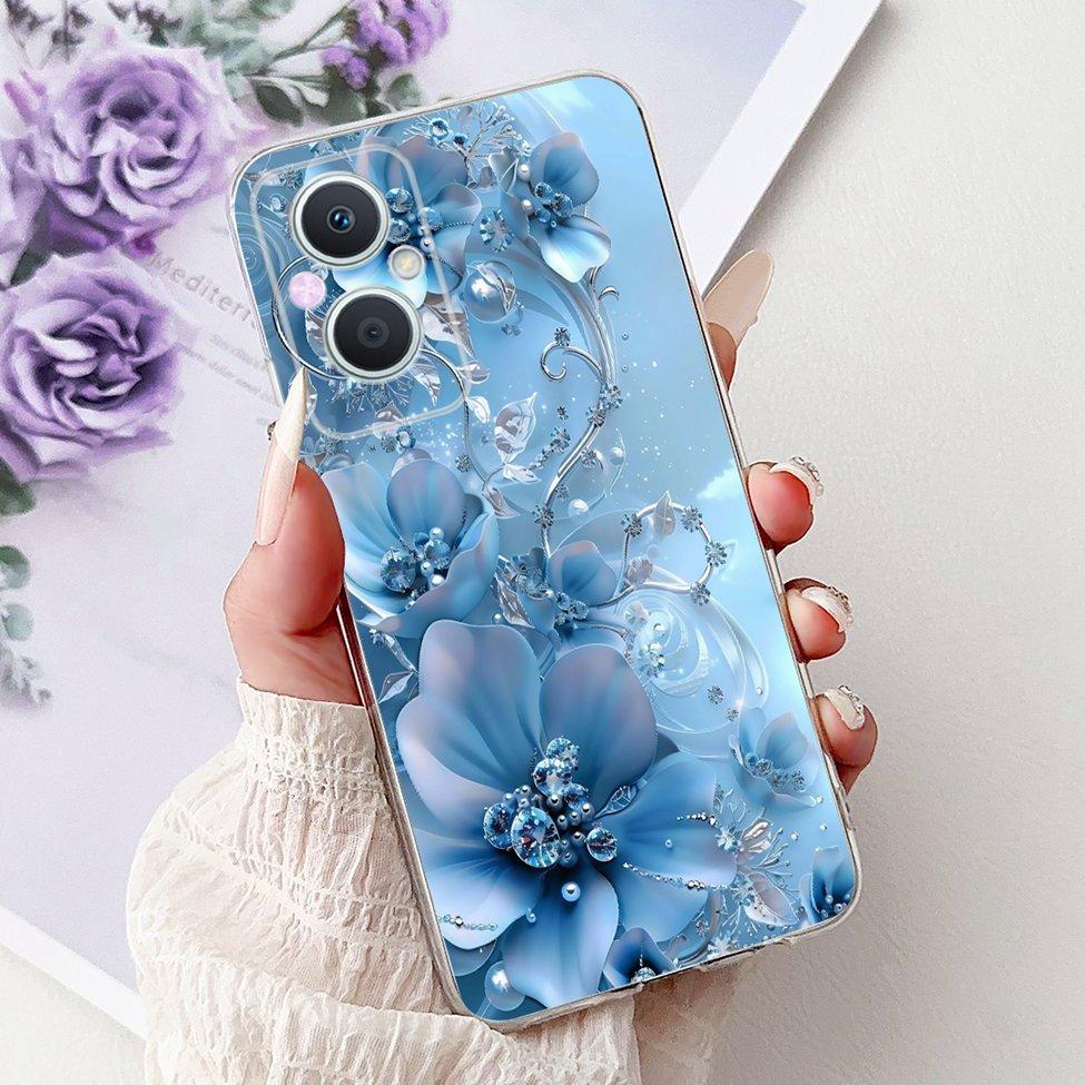 Clear For Oppo Reno 7Z 5G CPH2343 Case For Oppo Reno 8Z 5G CPH2457 Cover Luxury Butterfly Love Fashion Flowers Cool Lion Painted
