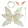Fairy Wings Set Lightweight Fairy Costume with Floral Garland Fairy Hair Tinsel Wand Elf Ears Butterfly Wings Kit