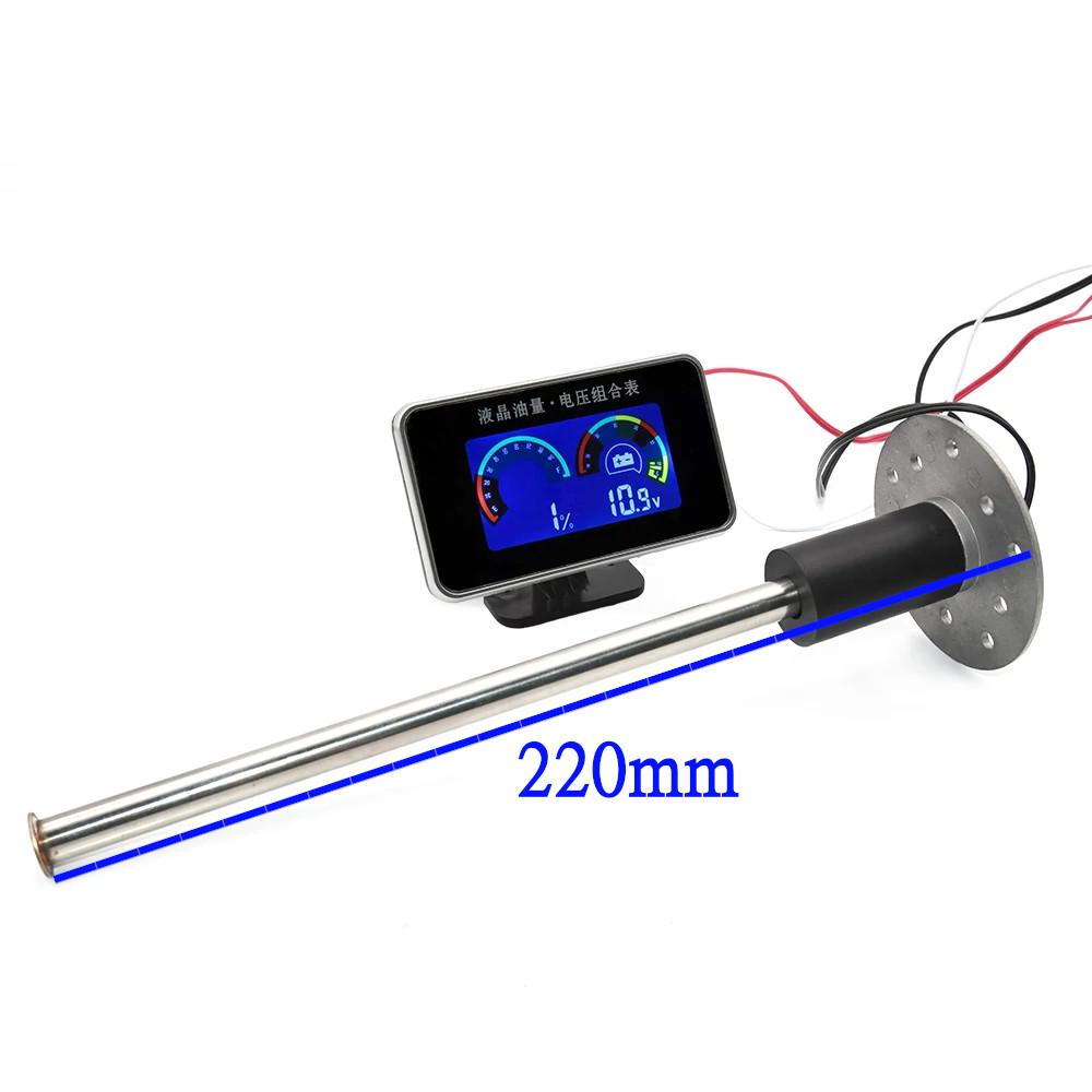 Fuel Level Sensor+Fuel Gauge 2 IN 1 Fuel Level Meter + Voltmeter Fit Car Truck Motorcycle 12V/24V 380mm 280mm Sender Unit Custom