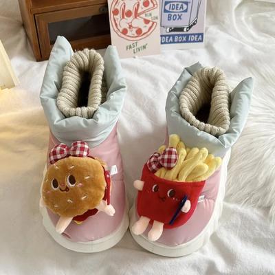 Модные женские зимние ботинки Hamburg Fries, новая зимняя корейская версия, плюшевые термоудобные хлопковые туфли на плоской подошве, повседневные мягкие туфли