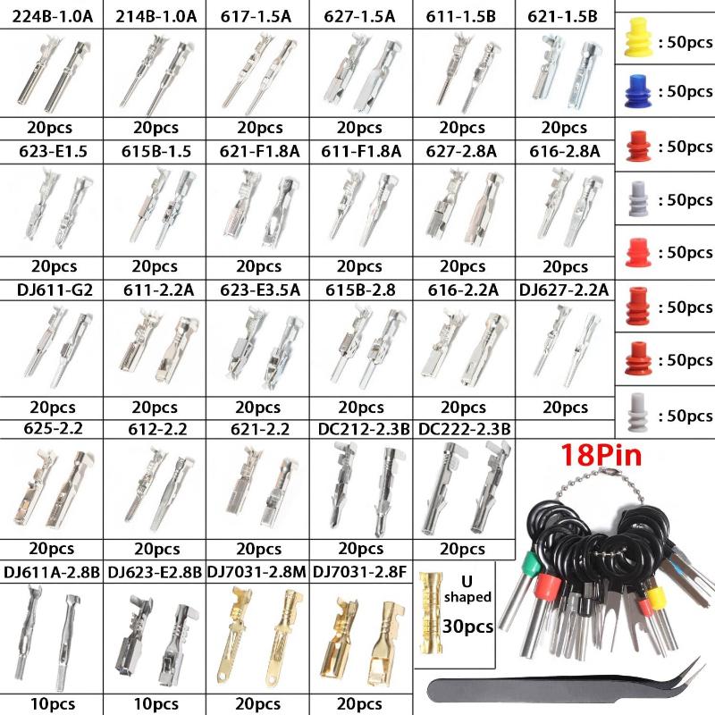 Connector P Kit Terminal Pin Automotive Car Electrical 1/1.5/1.8/2.2/2.3/2.5/2.8/3.5mm Male&Female WireSeals Removal Toolkit