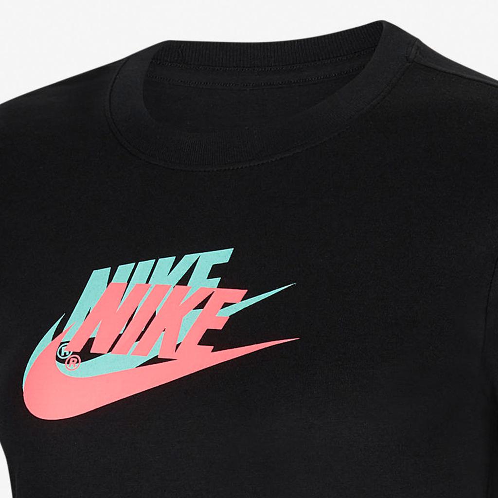 Nike Футболка женская с коротким рукавом и круглым вырезом, с принтом логотипа в американском ретро-стиле, цвет черный CU1093-010