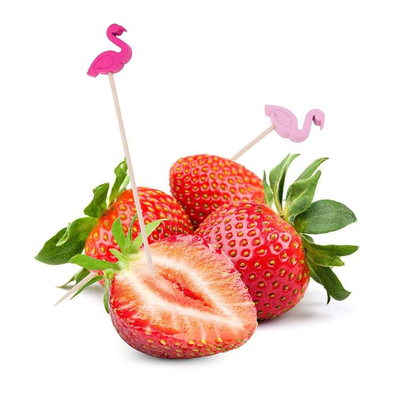 100Pcs Disposable Bamboo Fruit Sticks 13cm Fruit Salad Snack Fork Cocktail Decor Cake Buffet Toothpicks Wedding Party Supplies