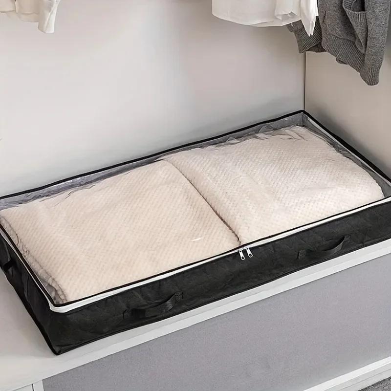 Сверхбольшой мешок для хранения под кроватью - Дышащий складной органайзер с ручками для одежды постельных принадлежностей, решение для экономии места