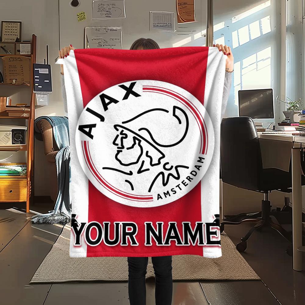 1PC Custom Name AJAX Patterned Flannel Blanket Suitable For All Seasons for Home Decor Warmth and Comfort Gifts Holiday Present