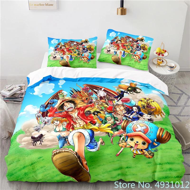 Набор постельного белья с принтом мультфильма Monkey D.Luffy, наволочка, аниме постельное белье, 3D принт, для детей и взрослых, мальчиков, одеяло, пододеяльник, подарок