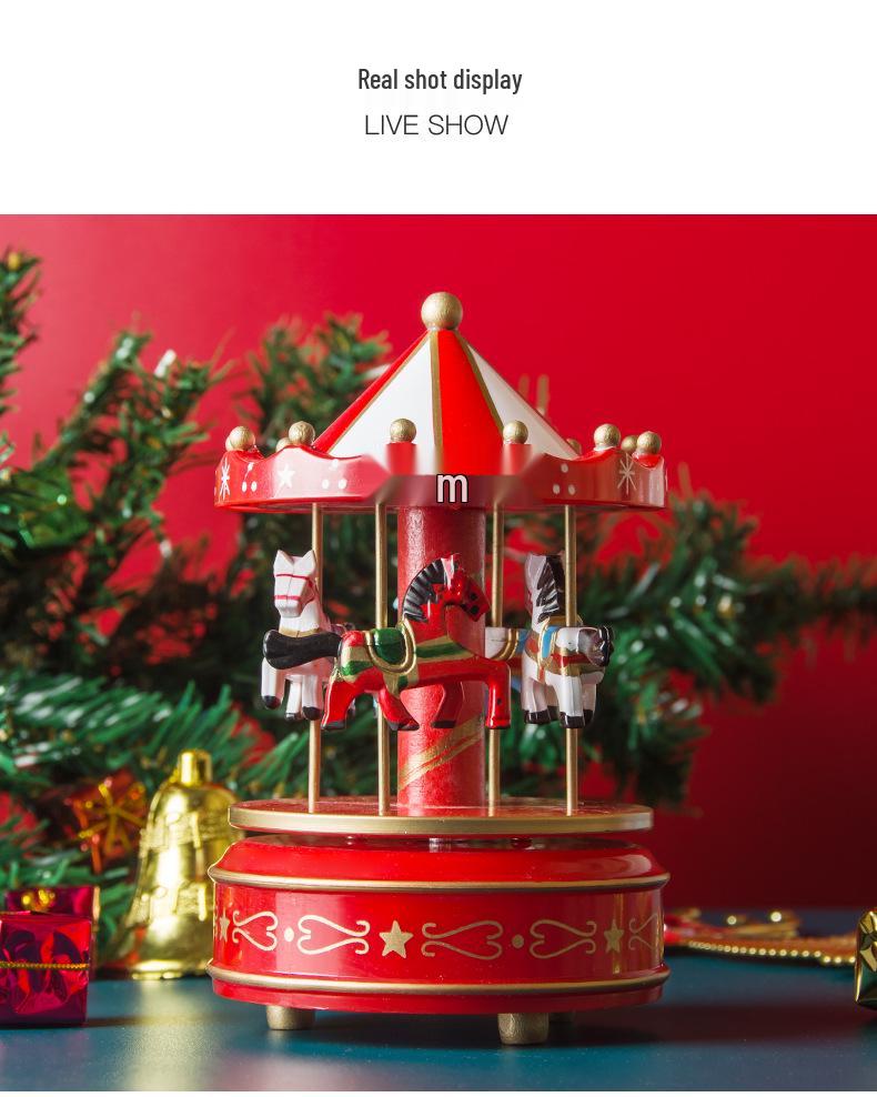 Деревянная музыкальная шкатулка-карусель - Рождественский и подарок на день рождения для детей, креативное украшение для дома
