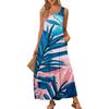 Женский повседневный длинный сарафан, летнее пляжное платье, круглый вырез, без рукавов, свободный сарафан