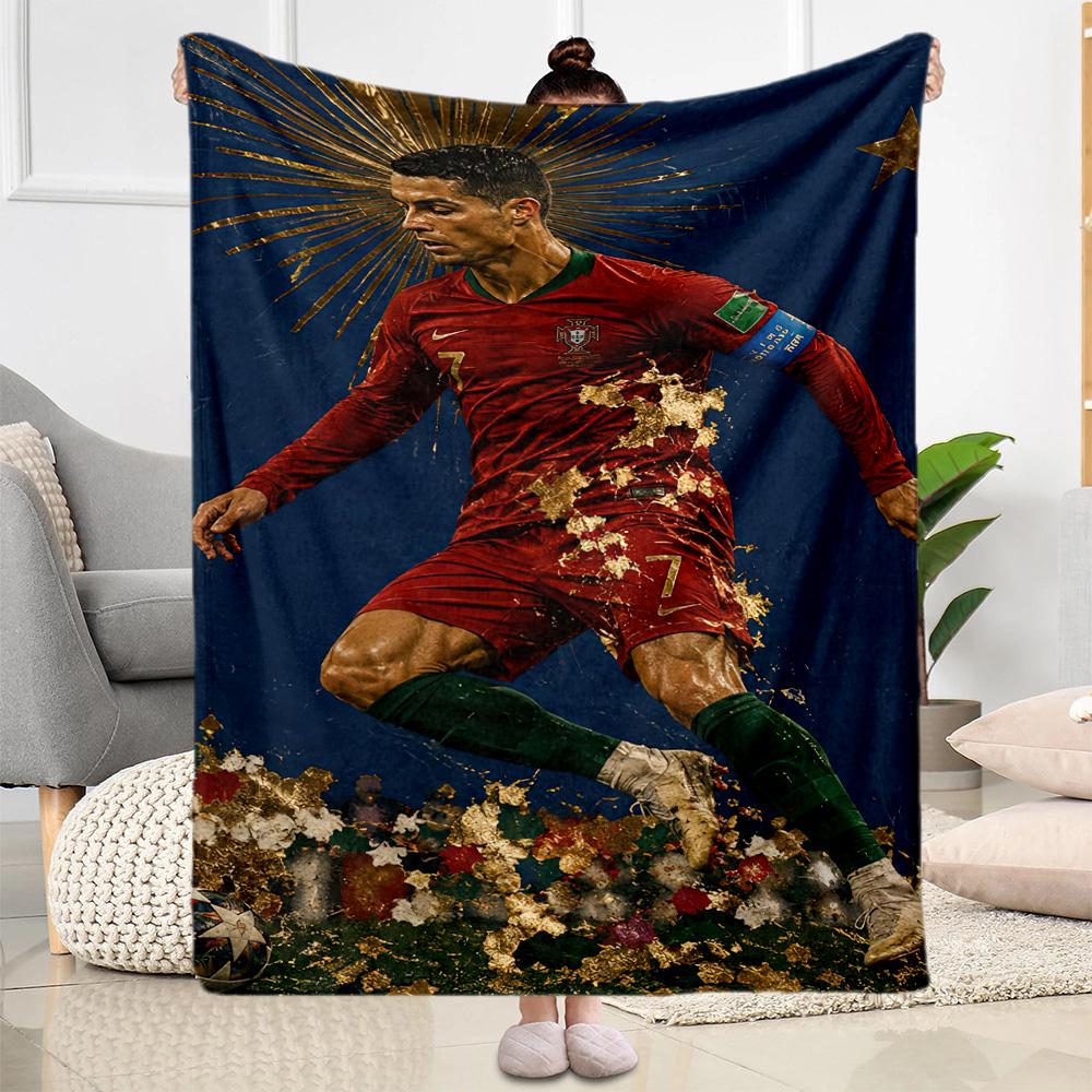 Cristiano Ronaldo Blanket Comfortable Great For Sofa Picnics Livingroom Four Seasons Multipurpose Playful Design