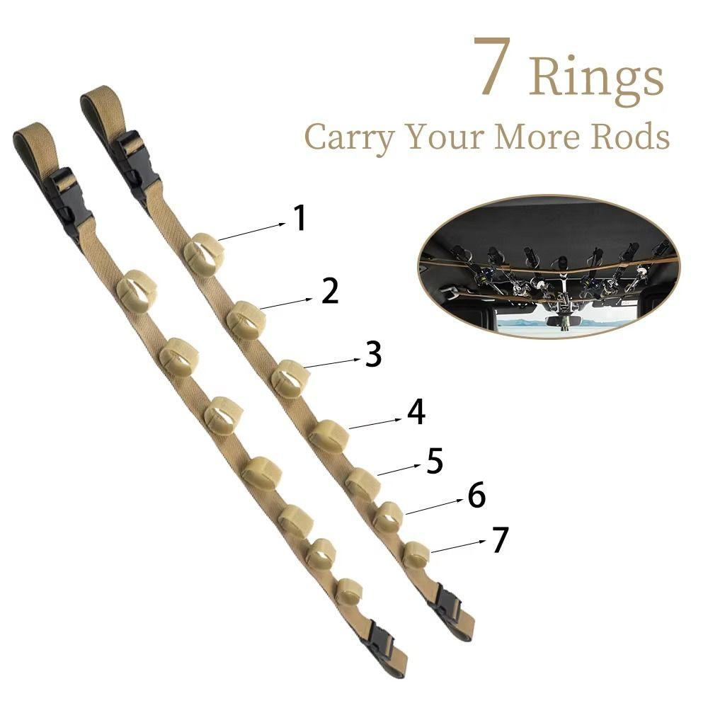 2Pcs Snap Buckle Car Fishing Rod Holder 7 Rod Capacity Car Fishing Pole Carrier SUV