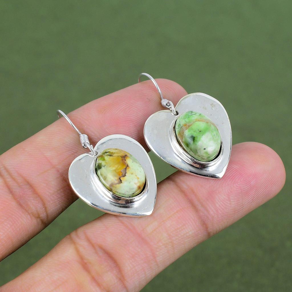 Australian Chrome Chalcedony Earring 925 Sterling Silver Earring Natural Gemstone Jewelry Handmade Earrings Gifts For Mother Antique Jewelry