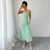 Высококачественное простое платье-халтер с завышенной талией, однотонное, для женщин, весна-лето