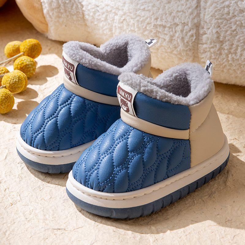 Детские хлопковые туфли зимние утолщенные ПУ кожаные водонепроницаемые домашние хлопковые тапочки противолыжные ботинки для мальчиков и девочек