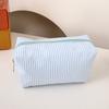 Student Grid Pattern Triangle Pencil Case With Striped Fabric For Portable School Supplies