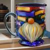 Painted Gnome Book Mug 325ml Fun Dwarf Cup Glass Water Cup for Book Lovers Family Friends Teachers Unique Drinkware for Home Office