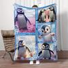 1pc Cozy Cute Penguin Puzzle Blanket Lightweight Flannel Digital Printing Fleece Blanket For Sofa Office Couch Bed Travel Campin
