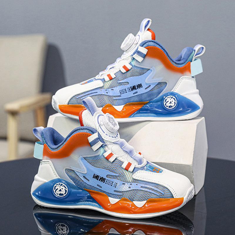 Boys' Sports Shoes 2025 Spring and Autumn New Mesh Children's Rotating Button Sports Shoes Medium and Older Children's Casual Shoes