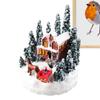 Led Light Christmas Village House Figurines Cartoon Miniature Village Figurine  Desk
