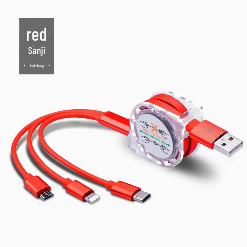 Выдвижной кабель для зарядки мобильного телефона 3-в-1 с фирменным логотипом