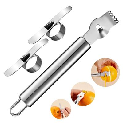 3Pcs Lemon Zester Grater Orange Peeler Citrus Fruit Peeler Channel Knife Peeling Tools Stainless Steel Bar Kitchen Accessories