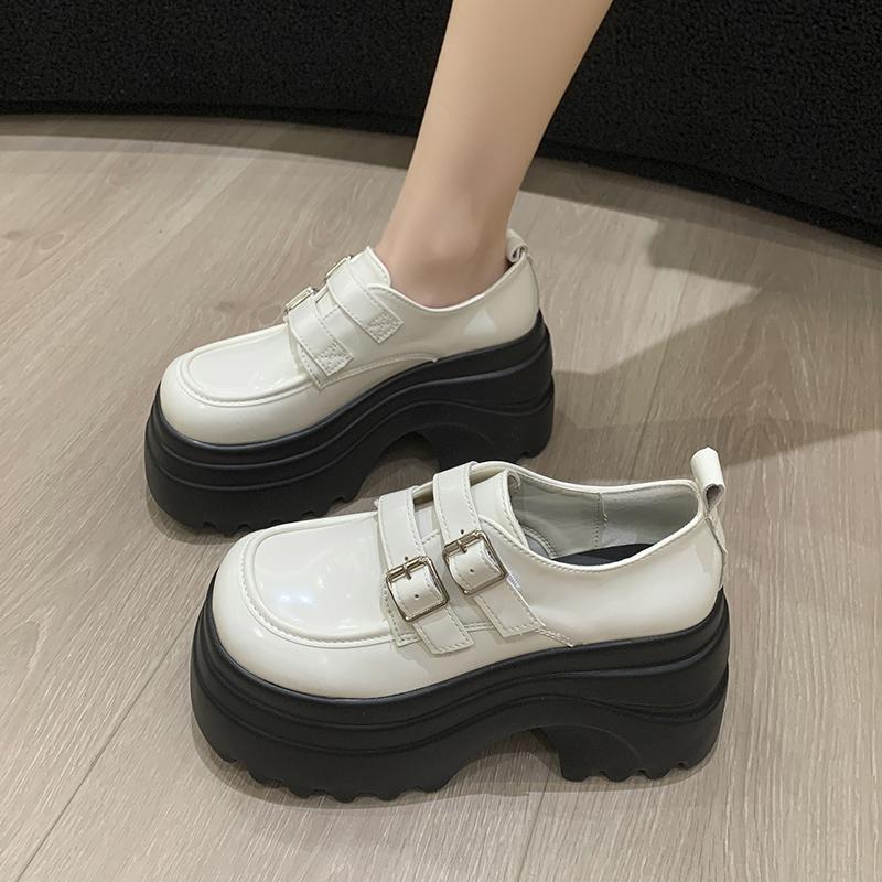 Мода Новинка 2025 Осень 8 см Высокий каблук Повседневная кожаная обувь Женские массивные лоферы Удобные туфли-лодочки Высокая платформа Обувь для ходьбы Женская