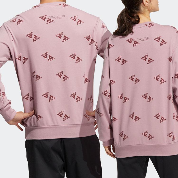Adidas All-Over Print Sports Crew Neck Sweatshirt Men Tops Pink HE7449
