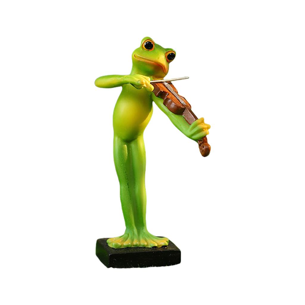 Скульптура музыканта из смолы в виде лягушки, мультяшная фигурка животного для домашнего офиса, декор рабочего стола и художественный орнамент