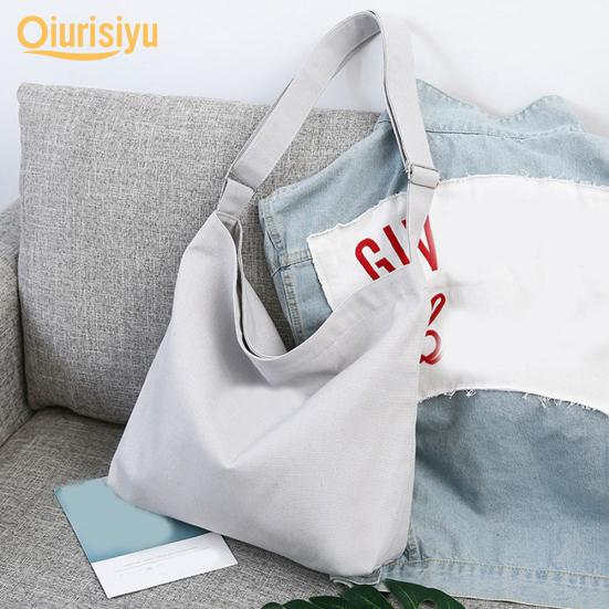 Женская однотонная холщовая сумка на плечо