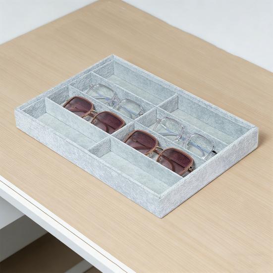 Органайзер для солнцезащитных очков, лоток, 8 ячеек, бархатный держатель для очков, коробка для хранения, штабелируемый, мужской, женский, для очков, часов, ювелирных изделий, витрина