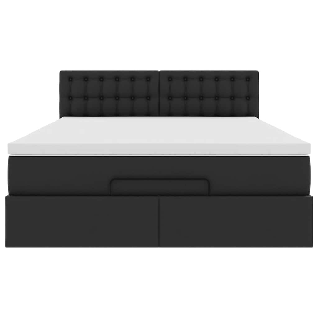 Ottoman Bed with Mattress & LEDs Black 140x200 cm Faux Leather