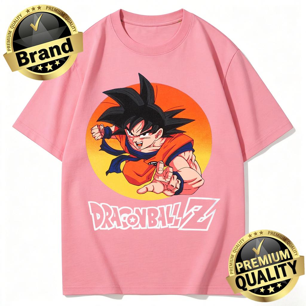 Dragon Ball Модные Горячие Товары 2026 Лето Ретро Мужская Футболка с Принтом Goku Поза Действия Оверсайз Унисекс Дети Уличная Одежда