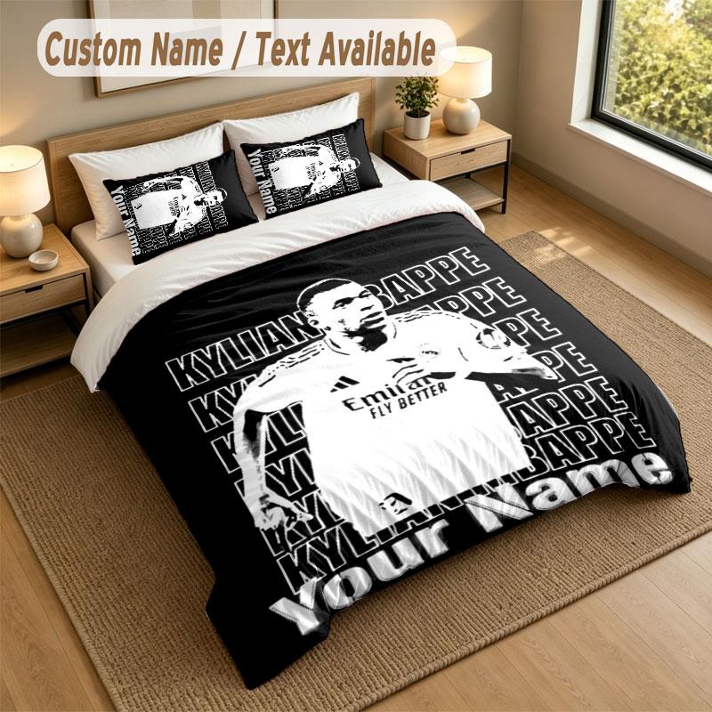 Bedding Set 1 Duvet Cover 2 Pillowcases Kylian Mbappe Print Soft Bed Linen Bedroom Decor