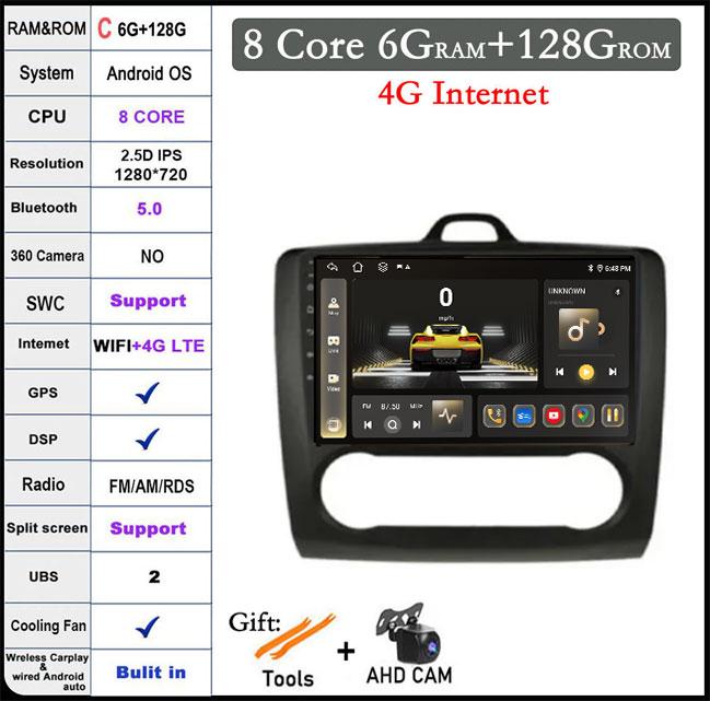 9 дюймов для Ford Focus 2 3 MK2 MK3 2004-2011 DSP Android 14 автомобильный радиоприемник мультимедиа видеоплеер навигация стерео GPS