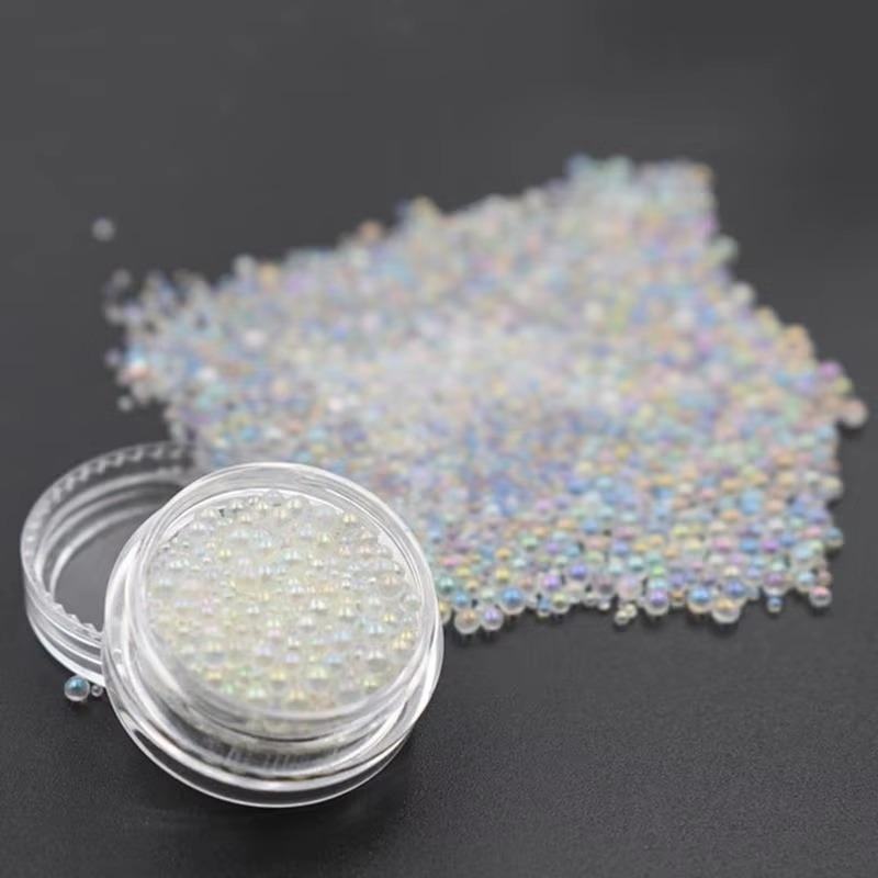 3 шт. икорные цветные стеклянные бусины для дизайна ногтей с бриллиантами, прозрачные белые украшения, аксессуары для ногтей