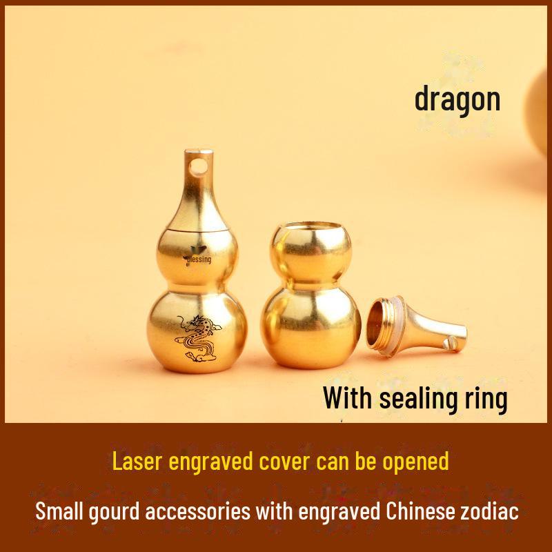 Брелок из латуни в виде тыквы со знаком зодиака, восемью триграммами и гравировкой благословения