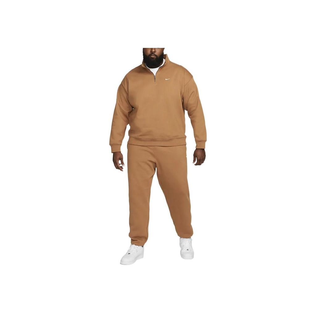 Nike Logo Embroidered Half-Zip Pullover Jacket Unisex Outerwear Brown DQ5210-270