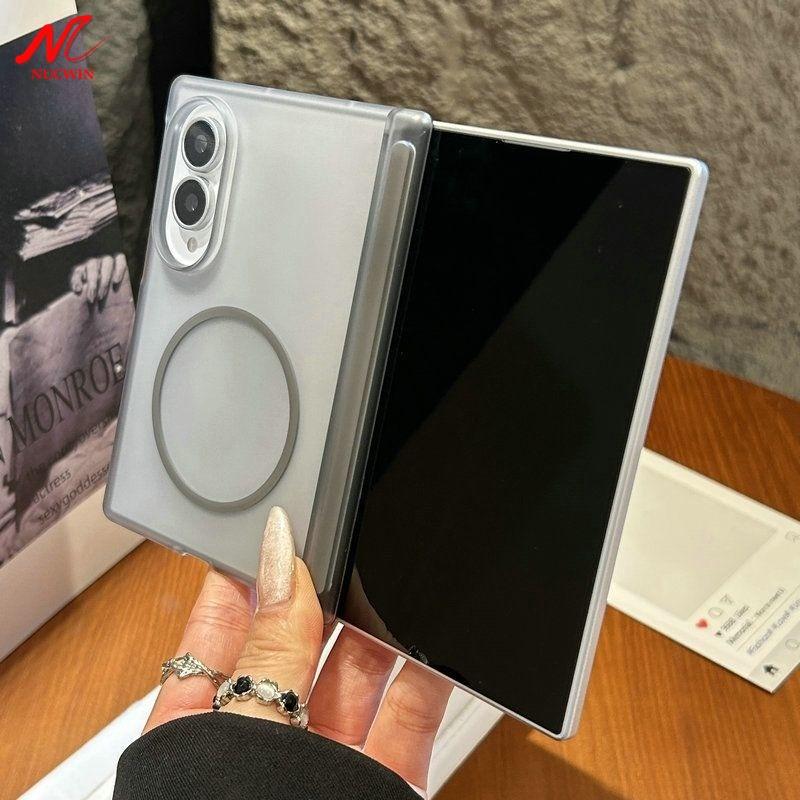 Luxury for Magsafe Translucent Hinge Protection Back Case for Samsung Galaxy Z Fold 8 Wide ZFold 8 fold8 Matte Hard Slim Cover