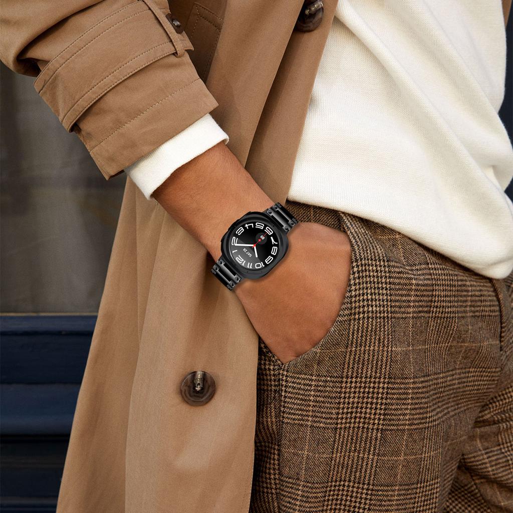 For Samsung Galaxy Watch Ultra 47mm Stainless Steel Watch Strap Buckle Design Wrist Band