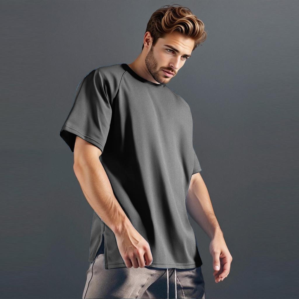 Men's Casual Short-sleeved Sports Fitness Color Men's T-shirt Base Shirt