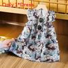 Snow Silk Girls Dress With Floral Pattern And Aline Skirt For Summer Playtime