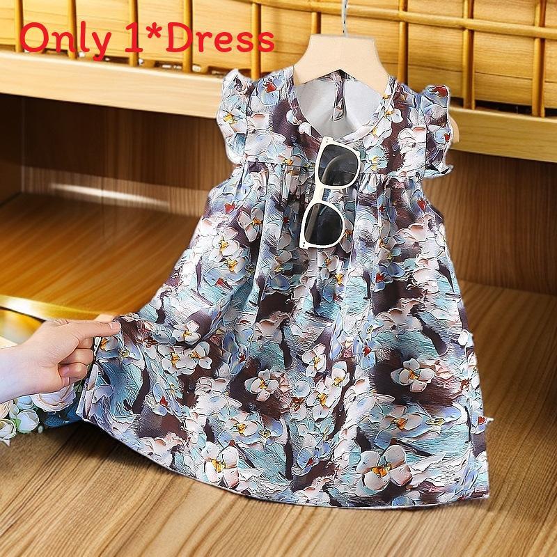 Snow Silk Girls Dress With Floral Pattern And Aline Skirt For Summer Playtime