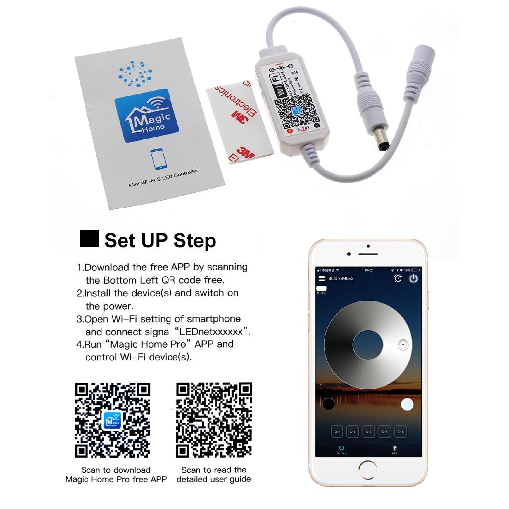 DC 12V-24V LED контроллер с дистанционным управлением мини беспроводное приложение WiFi контроллер для 2835 5050 одноцветная светодиодная лента