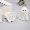 Ceramic Ghost Light Up Decor Small White Ghost Figurine LED Halloween Ghost Tabletop Ornament for Indoor Home Decor