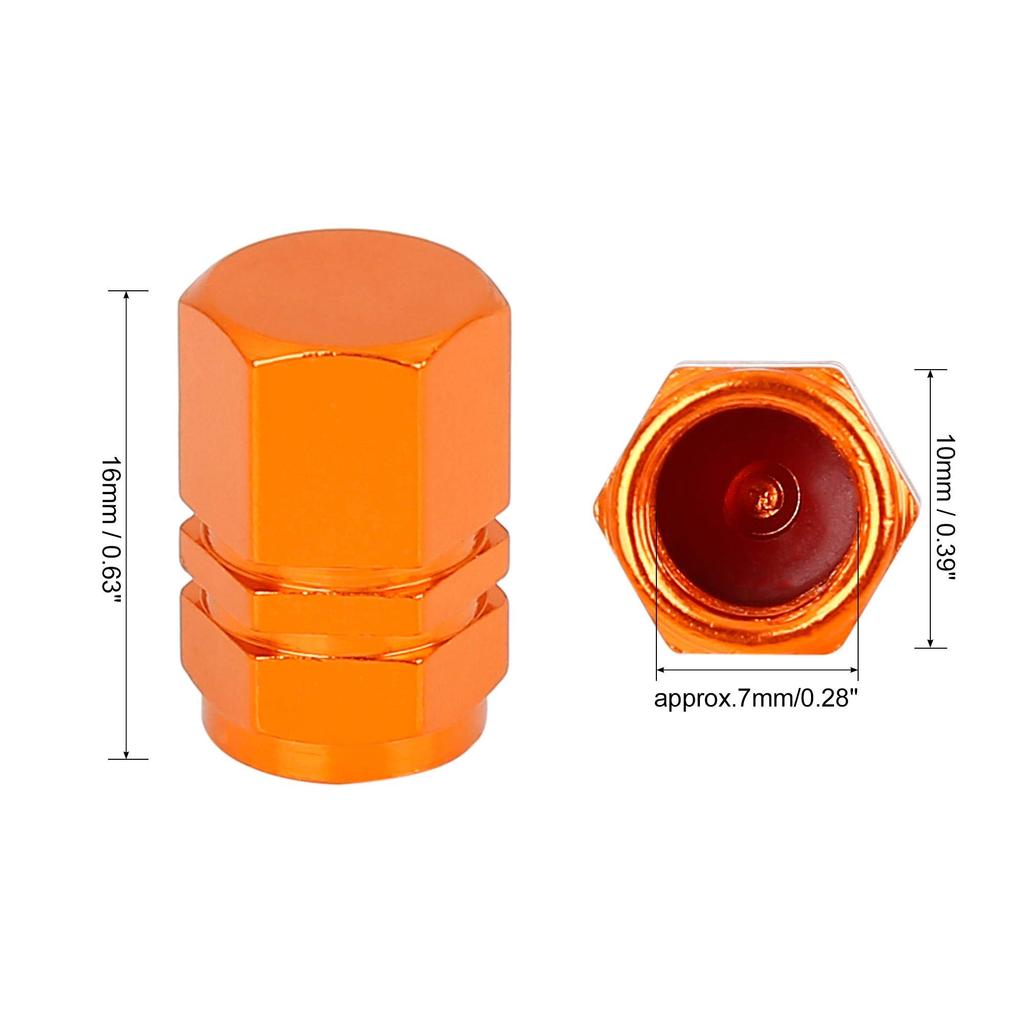 X AUTOHAUX Tire Stem Valve Cap Wheel Valve Cover Car Dustproof Hexagon Aluminum Alloy Tire Cap 10pcs Orange
