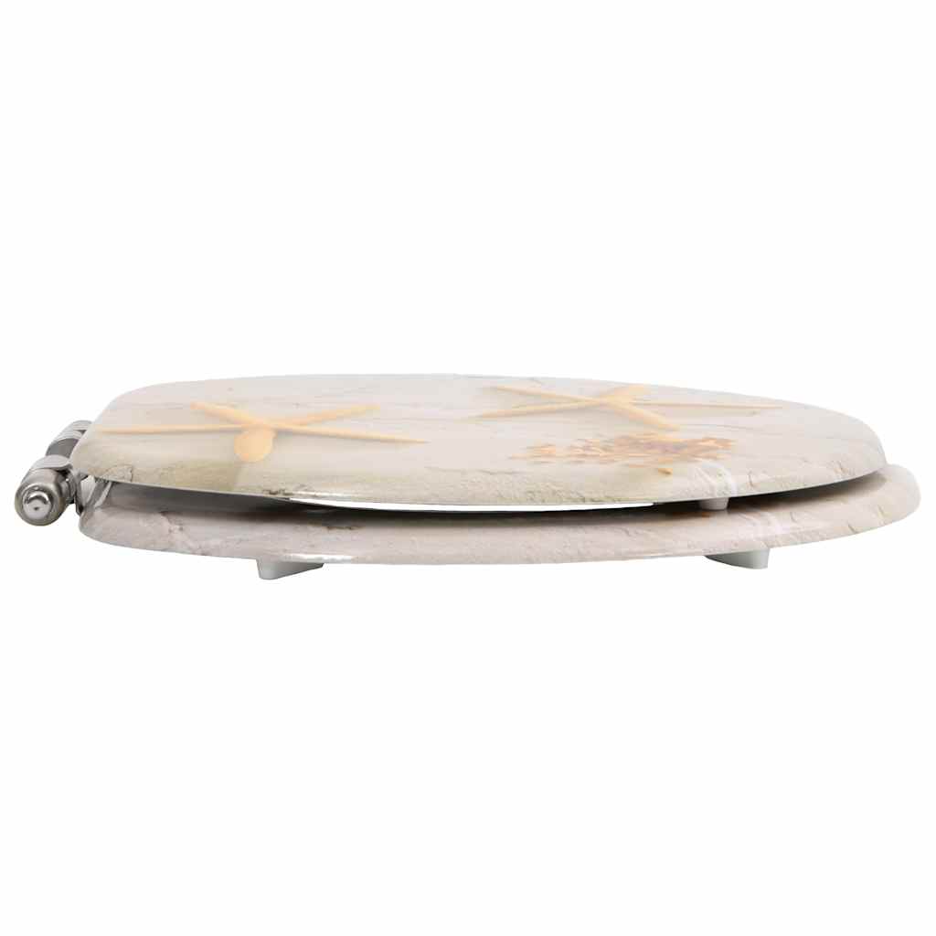 2 Piece Toilet Seats with Soft Close Lid MDF Starfish Design
