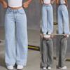 Bow Embroidered Jeans Sweet And Spicy High Waist Straight Loose Trousers